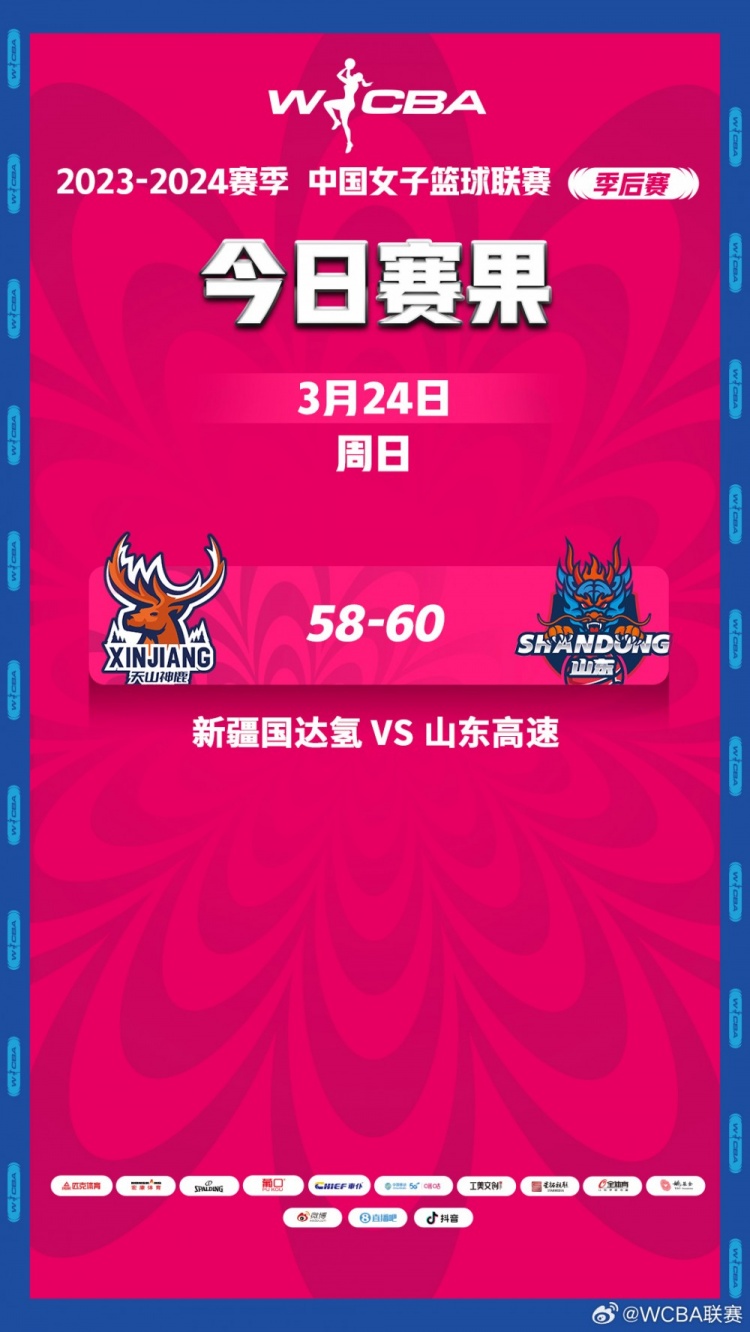 WCBA赛果速递：全华班山东以下克上胜新疆 8进4将战内蒙古